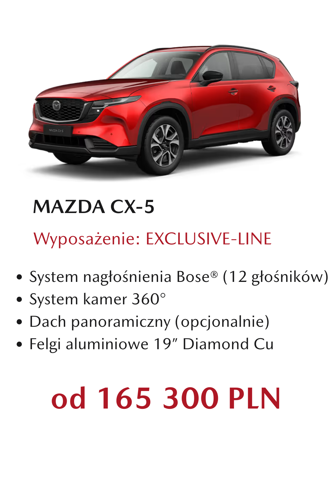 Mazda CX-5 EXCLUSIVE-LINE szczegóły wyposażenia i cena