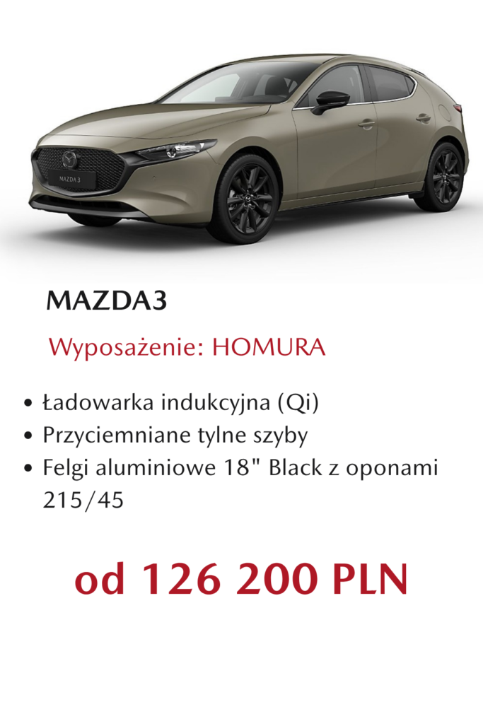 Mazda3 cennik Homura